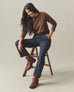 Women's Premium Slub Long Sleeve Crew Tee - Chestnut